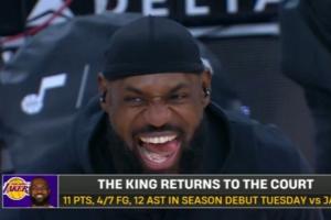 新表情包诞生！詹姆斯赛前热身龇牙咧嘴晃动身体 看着非常开心