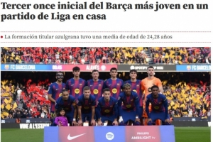 青春风暴！世体：巴萨赢阿拉维斯的首发阵容平均年龄为24.28岁