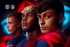 硬仗来临！巴萨发布对阵马竞海报：亚马尔、佩德里、奥尔莫出镜