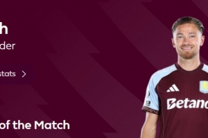 先拔头筹！英超官方：卡什当选维拉2-1阿森纳球迷票选全场最佳